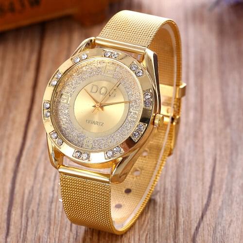 Luxury Brand Gold Stainless Steel Straps Quartz Wrist Watches New Fashion Simple Ladies Watches Women Clock Relogio Feminino Hot