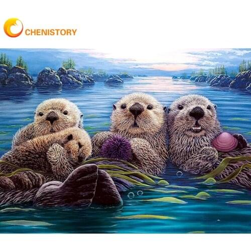 CHENISTORY Painting By Number Sea Lions Animal For Adults Children HandPainted Scenic Oil Painting Home Decor Acrylic Painting