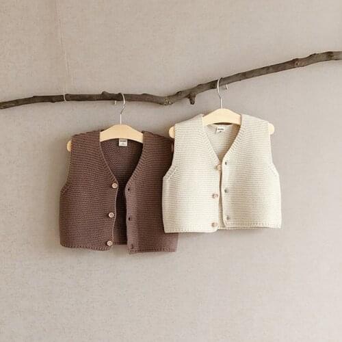 Baby Jacket Autumn Winter Korean Girls Boys Knitted Vest Sweater Kids Sleeveless Coats Cardigan Childrens Outerwear
