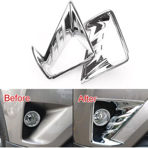 For Toyota RAV4 2016 2017 Car Front Fog Light Lamp Cover Trim Exterior Chromium ABS Decor Frame Car Styling Garnish Accessories