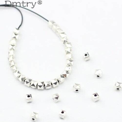 Dmtry 50g/lot Wholesale Cheap Handmade DIY Metal Antique Silver Spacer Beads Jewelry Findings Small Hole Square Beads LC0159