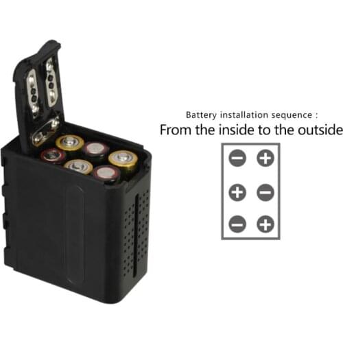 BB-6 6pcs AA Battery Case Pack Battery Holder Power as NP-F NP-970 Series Battery For LED Video Light Panel / Monitor B85B
