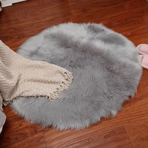 Artificial Wool Warm Hairy Carpet faux fur rug Soft Artificial Sheepskin Rug round carpet Chair Cover Seat Wool Warm white