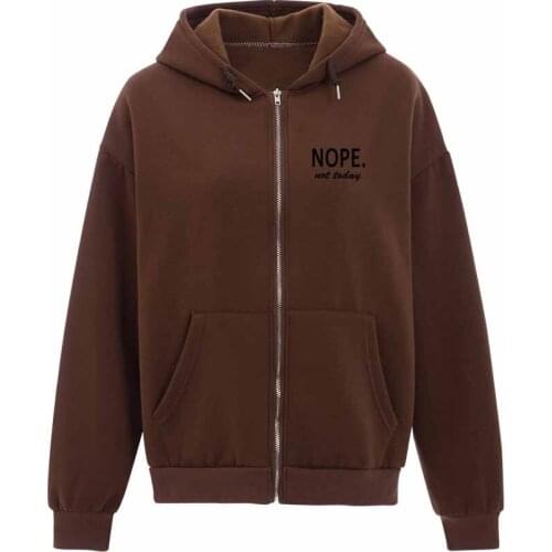 Brown Zipper Hoodie Zip Up Jacket Letter Print Korean Fashion Clothing Streetwear Hoodie Zipper Warm Cotton Sweatshirt Vintage