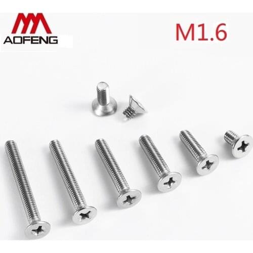1.6mm 2mm Cross Recessed Countersunk Head Screw M1.6 M2X3 4 5 6 8 10 12 16 20 25 30mm Set Screws