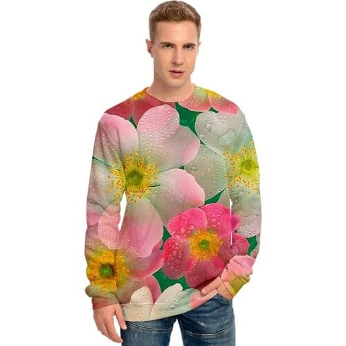 3d Fashion Print Colorful Flowers Hoodies Pullover Men Women Capless Sweatshirt Hip Hop Long Sleeve O-neck Unisex 3D Hoodie Tops