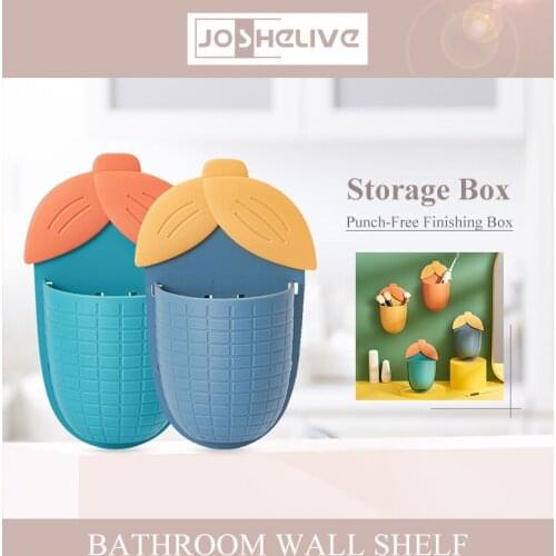 Cartoon Wall Mounted Non Perforated Cosmetic Box Storage Bathroom Wall Shelf Storage Box Household Items Storage Boxes