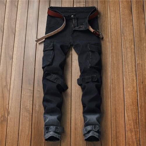 Men Fashion Jeans Stylish Multi-pocket Pants Fashion Slim-fit Pants Stylish Trousers