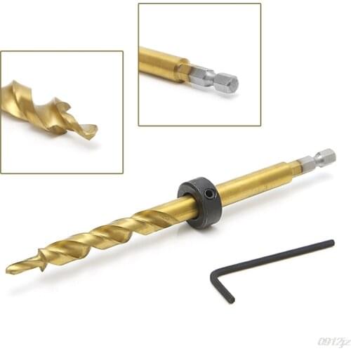 Hex Pocket Hole 3/8" Twist Step Drill Bit+Stop Collar Set for Kreg Jig Guide New New Drop ship