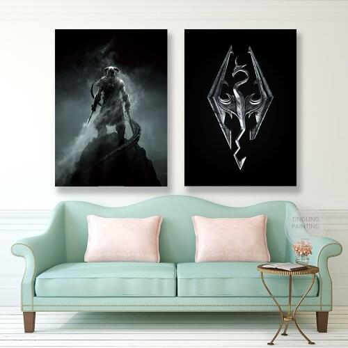 The Elder Scrolls Skyline Keys Wall Art Posters Handsome Dragonborn Prints Game Room Lounge Living Room Decor Canvas Painting