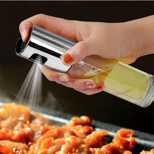 Stainless steel Sprayer Oil Bottle Leak-proof Nozzle Type Oil Can Press Oil Bottle Dispenser Kitchen BBQ Cooking Glass Oil Spray