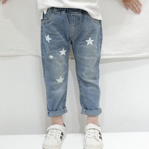 Brand Autumn New Boys and Girls Denim Pants Fashion Star Printed Jeans Baby Casual Pants Kids Cowboy Trousers Baby Clothes 2-7Y