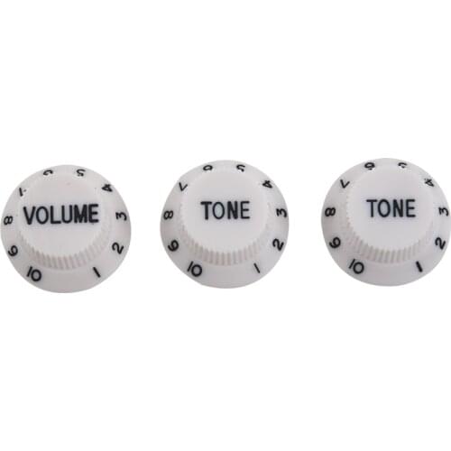 New White Black 1 Volume&2 Tone Guitar Control Knobs For Strat Style Guitar