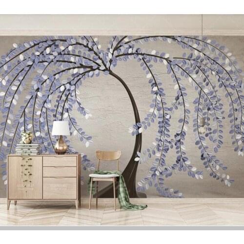 Papel de parede purple one tree leaves flowres 3d relief wallpaper,living room children bedroom wall papers home decor mural