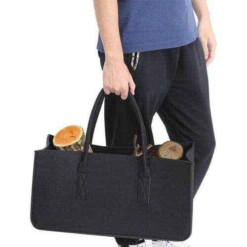 Wholesale Durable Non-woven Wood Fire Storage Bag Felt Double Handle Opening Shopping Bag Felt Wood Fire Storage Bag