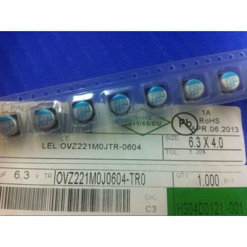 Original new 100% import 6.3V220UF 6.3X4 solid state capacitance OVZ221M0JTR-0604 (Inductor)