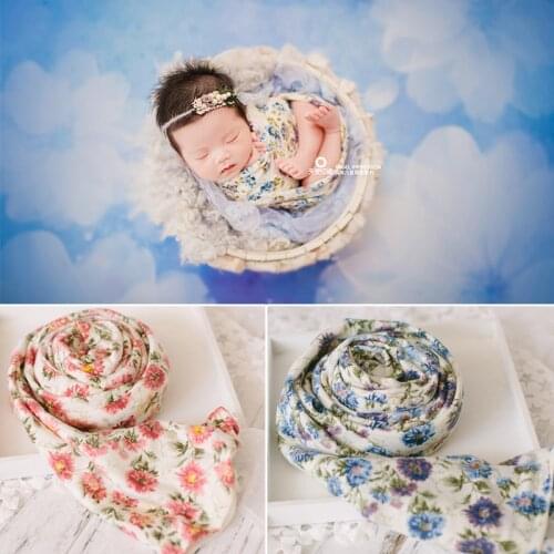 Newborn photography props baby wrapped cloth blanket elastic forest flower wrap studio party photo