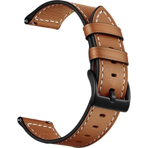 Black/Brown 22MM Leather Strap for HUAWEI WATCH GT 2 1 Band for Samsung Galaxy Watch 3 45mm/46mm/Gear S3 Men/Women Bracelet Belt