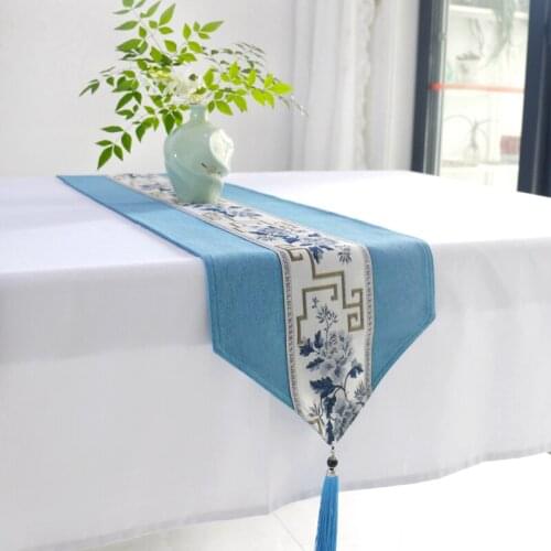 Retro Table Runner With Tassel For Dining Table Wedding Party Banquet Cake Floral Tablecloth Decoration Table Runner