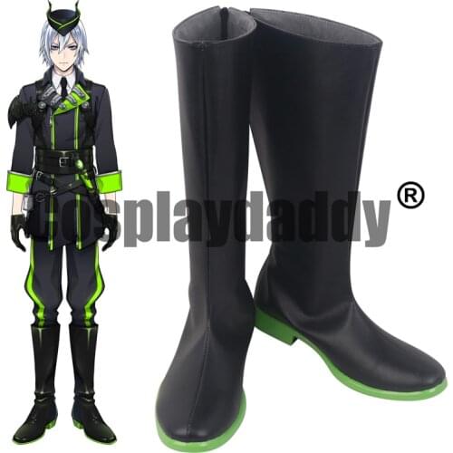 Twisted Wonderland Valley of Thorns Diasomnia Dormitory Silver Cosplay Black Shoes Knee-High Boots S008
