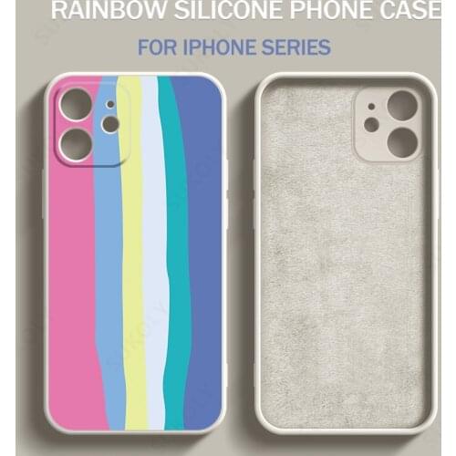 Colorful Strip Phone Case for iPhone 12 11 Pro Max Camera Protect Cover for iPhone XR X XS Max SE 2020 7 8 Plus Silicone Case
