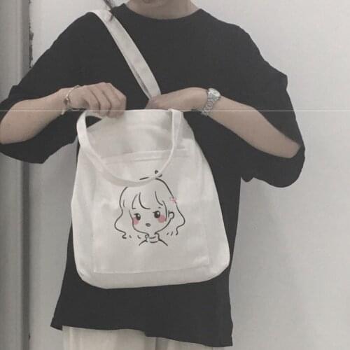 Shopping Bag Large Capacity Package Graphic Canvas Shoulder Bag Cute Female Harajuku Ulzzang Grunge Tote Shopper Bag