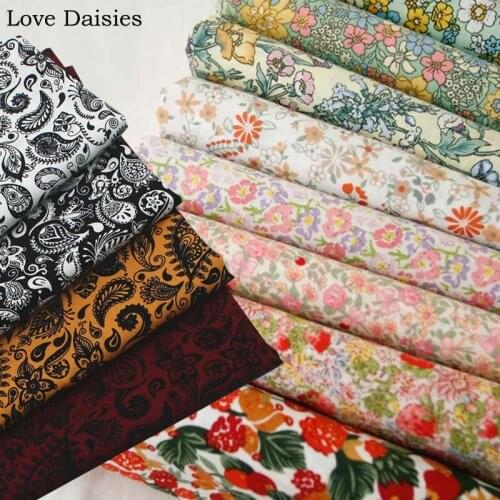 Solid Pastoral Small Floral Flower Carrot Paisley Poplin 100% Cotton Fabric for Summer Dress Shirt Blouse Quilt Patchwork Craft