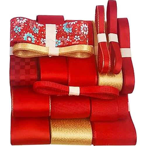 High Quality,Mixed Red&Gold Colour Ribbon Set For DIY Handmade Gifts Box&Crafts Packing,bow Hair Ornament Accessories Material
