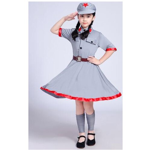 Adults Kids Ancient Chinese Eight Route Army uniform performances Red Army costume womens solider uniform performance Clothing