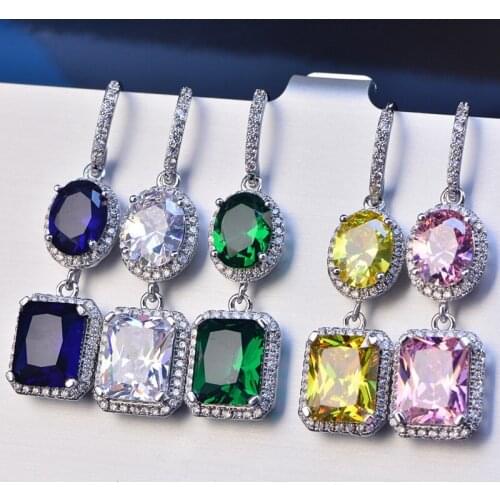 YPAY8 Luxury Fashion For women S925 Luxury wedding High Quality Crystal Earrings Wedding Party Stud Earrings Jewelry