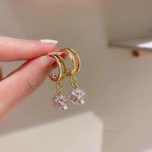 2021 New Arrival Fashion Earrings Metal Trendy Water Drop Women Dangle Earrings Ball Simple Long Pendant Female Jewelry