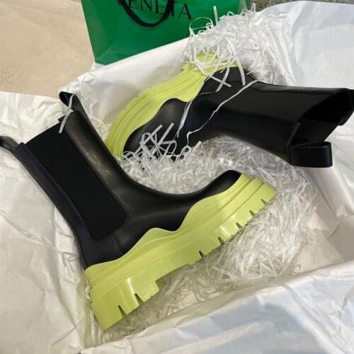 2021 women Leather Autumn Boots For Women Platform Chelsea Boot Spring Cowhide Booties Fashion Female Thick Bottom Black Bootie