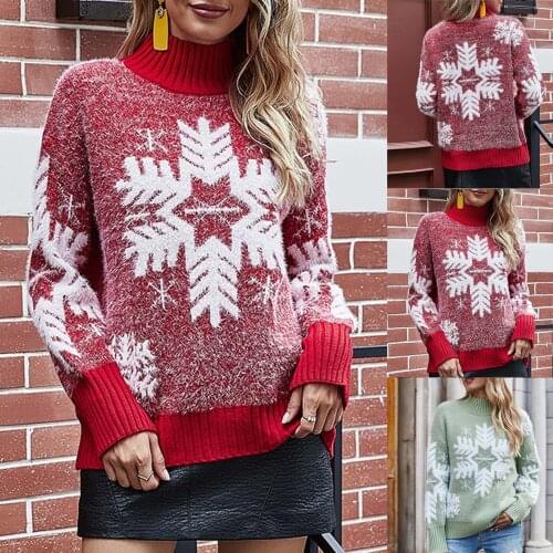 Woman Christmas pullover winter high quality knitted pullover long sleeve loose sweater fashion hot sell женские свитера 50