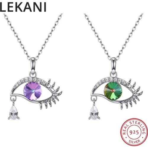 LEKANI Crystals From Swarovski Eye Shape Pendant Necklace For Women Statement Collar Chic S925 Silver Collares Mothers Day Gift