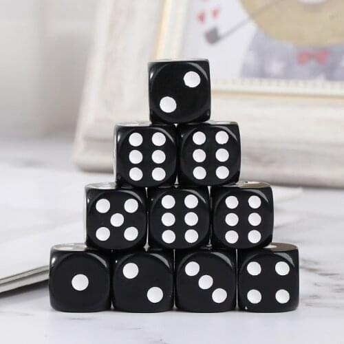10pcs 16mm Acrylic Dice Black/White 6 Sided Casino Poker Game Bar Party Dice 425E