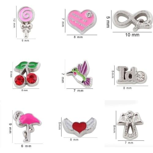 20Pcs/Lot Love Angel Wings Lollipop Floating Charms Animal Swan Dove Pendant For Livng Locket Necklaces Lover Gift Jewelry