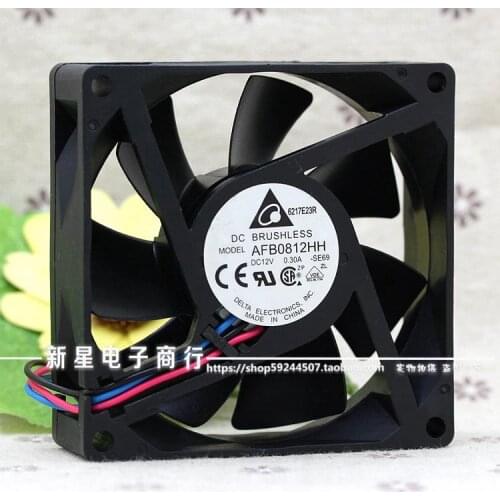 Delta Electronics AFB0812HH -SE69 DC 12V 0.30A 80x80x25mm 3-wire Server Cooler Fan