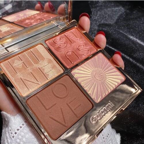 4 Color Illuminator Highlighter Bronzer Palette Makeup Hilight Face Blusher Shimmer Powder Contour Palette Cheek Blush Cosmetics