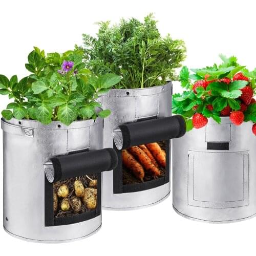 7/10 Gallon Potato Grow Bags Window and Reinforced Handles Thickened Nonwoven Aeration Fabric Pots for Potato Plant Pots