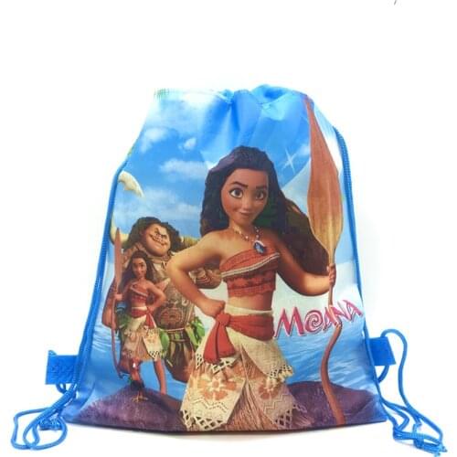 8/16/24/50PCS Moana Princess Drawstring Bags For Girls Kids With Gift Or Candy Travel Package Butterfly Bee School Backpack