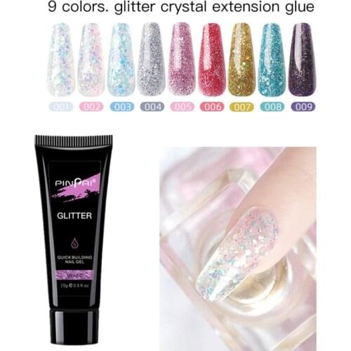 15ML Glitter Nail Extension Acrylic Gel Quick Builder Transparent Pink Milky Painless Gel Nail Liquid Jelly Gel Manicures Tools