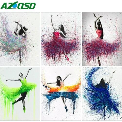 AZQSD Diamond Painting Ballet Dancer Cross Stitch Rhinestones Diamond Embroidery Portrait Mosaic Handmade Home Decoration Gift