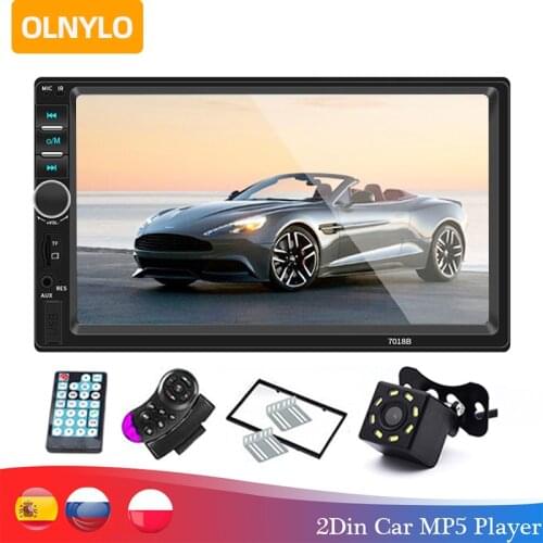 Car Radio 2 Din HD 7" Touch Screen Stereo Bluetooth Handsfree FM Radio Reverse Image With / Without Camera 12V 7018B