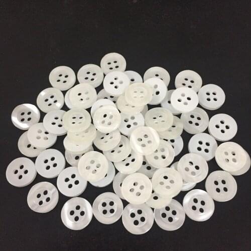 400pcs 11mm White Pearl Round Resin 4 Holes Buttons Sewing Accessories Dress Shirt Button For Scrapbooking
