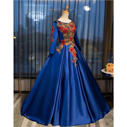 Free ship100% real royal blue matte satin cosplay ball gown medieval dress Renaissance gown queen Victorian Belle Ball gown