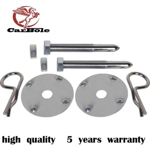 Carbole 7/16" 1016 Stainless Steel Chrome Mount Hood Pin Pins Plate Lock Clip Kit Universal