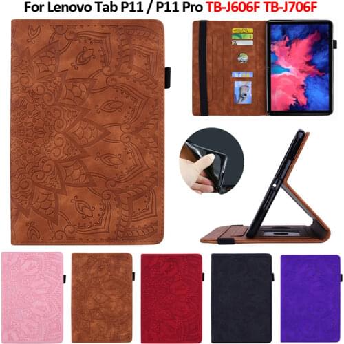 Case for Lenovo P11 11 inch TB-J606F Embossed PU Leather Wallet Tablet Funda for Lenovo Tab P11 P11 Pro Case TB-J706F 11.5 inch