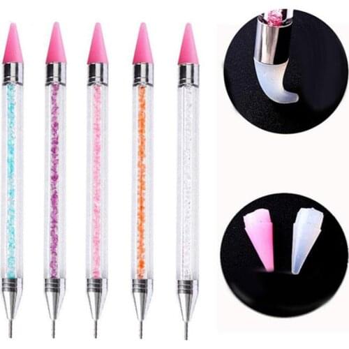 Double Head DIY Nail Art Dotting Painting Pen Rhinestone Picker Manicure Tool The pen designed for picking rhinestones and other