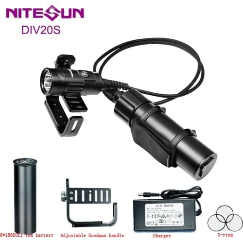 NITESUN DIV20S 1500 lumens diving flashlight CREE XHP35 LED underwater 150M waterproof 8*18650 Li-ion batteries Diving Spotlight