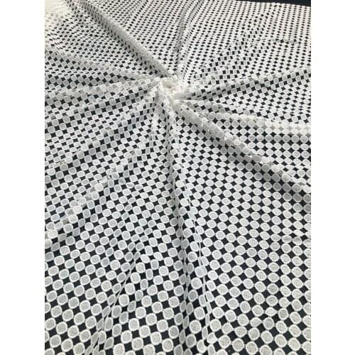 Geometric Patterns Nigerian Lace Fabric 2021 High Quality Lace Water Soluble Embroidered Fashion White Lace Fabric 5 Yards